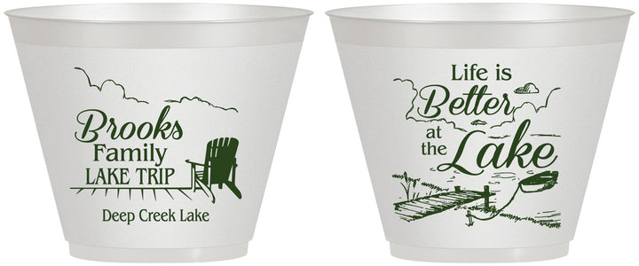 Custom Family Vacation 9 oz Wine Frosted Cups - Lake Camping | 180012