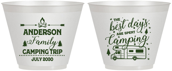 Custom Family Vacation 9 oz Wine Frosted Cups - Camping Trip | 180017