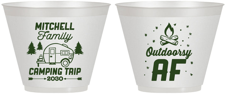 Custom Family Vacation 9 oz Wine Frosted Cups - Camping Trip | 180018