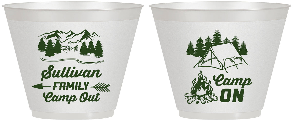 Custom Family Vacation 9 oz Wine Frosted Cups - Family Camp Out | 180019