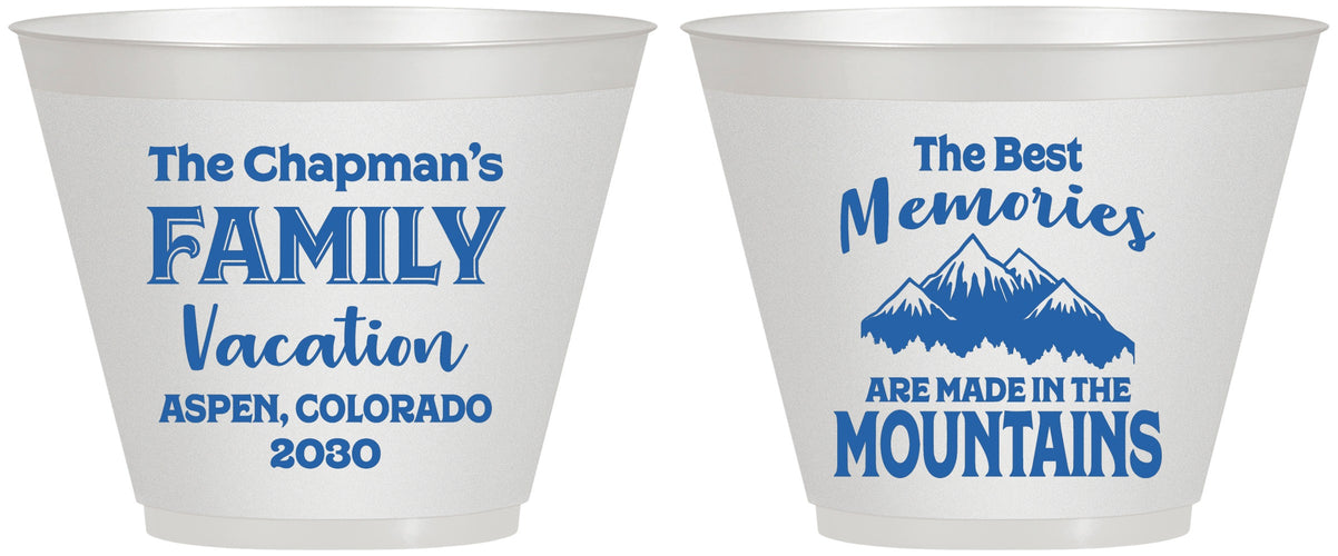 Custom Family Vacation 9 oz Wine Frosted Cups - Mountains | 180021
