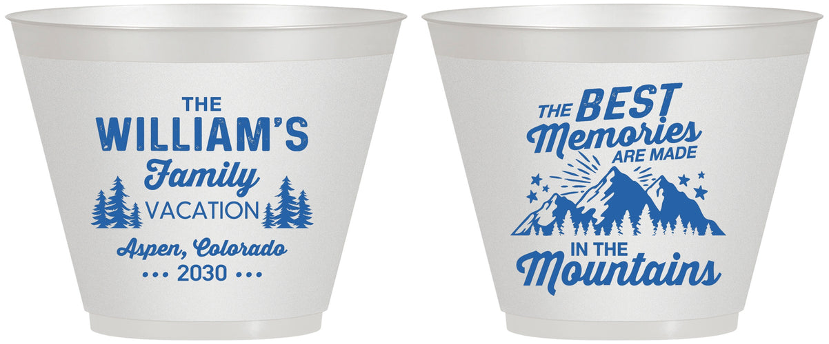 Custom Family Vacation 9 oz Wine Frosted Cups - Mountains | 180022