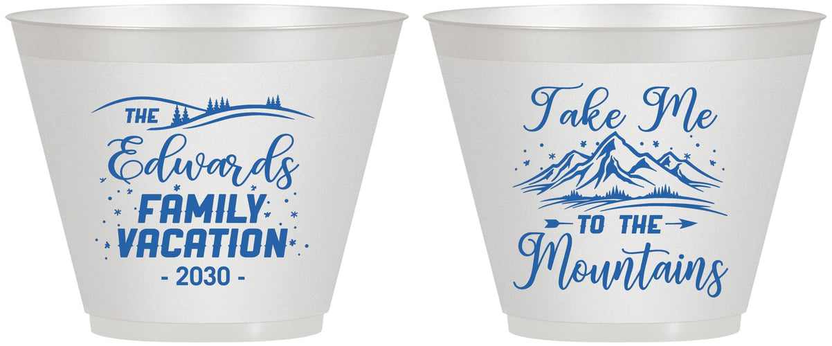 Custom Family Vacation 9 oz Wine Frosted Cups - Mountains | 180024