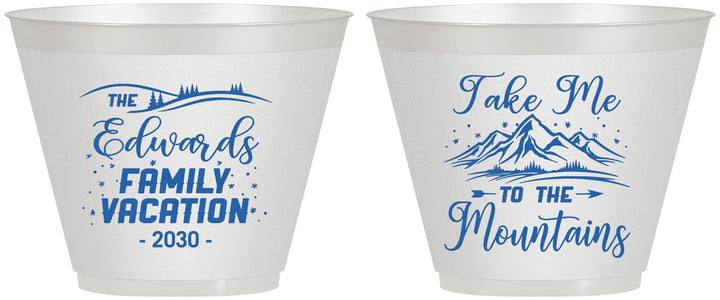 Custom Family Vacation 9 oz Wine Frosted Cups - Mountains | 180024