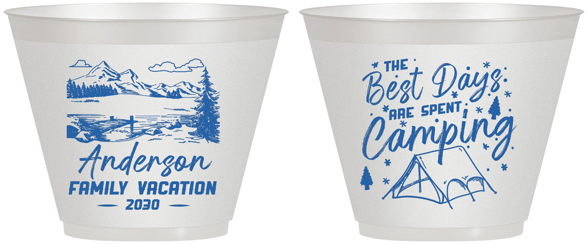 Custom Family Vacation 9 oz Wine Frosted Cups - Camping Trip | 180025