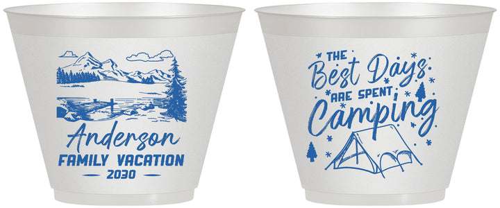 Custom Family Vacation 9 oz Wine Frosted Cups - Camping Trip | 180025