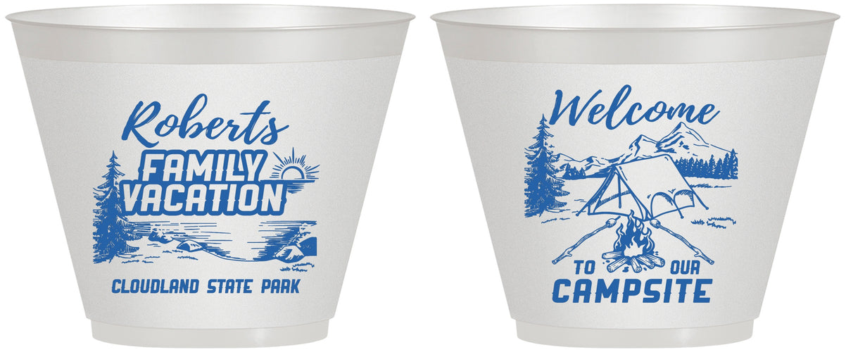 Custom Family Vacation 9 oz Wine Frosted Cups - Camping Trip | 180026