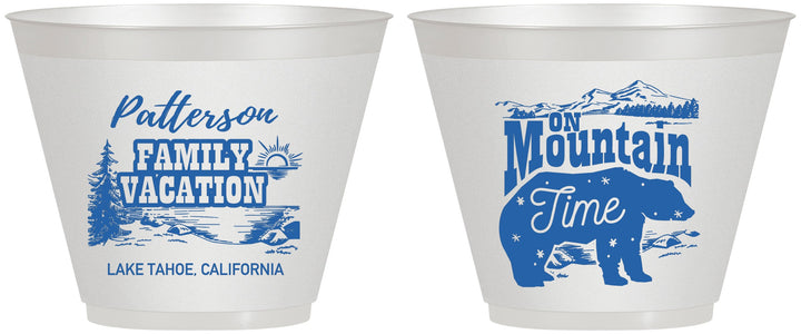 Custom Family Vacation 9 oz Wine Frosted Cups - Mountain | 180028