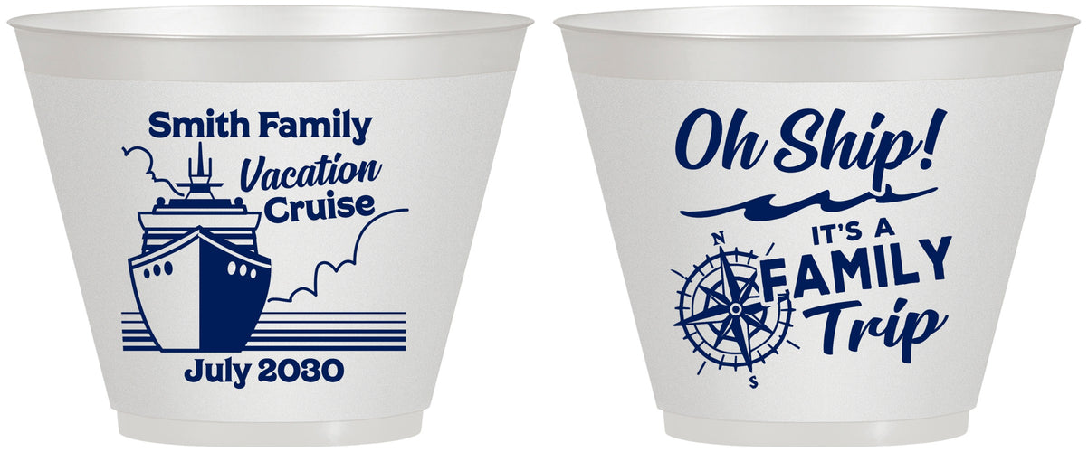 Custom Family Vacation 9 oz Wine Frosted Cups - Oh Ship Cruise | 180030