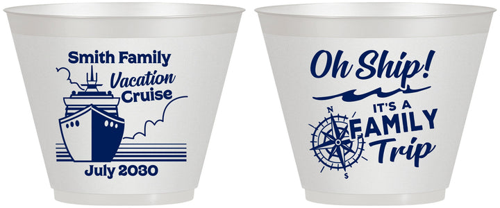 Custom Family Vacation 9 oz Wine Frosted Cups - Oh Ship Cruise | 180030
