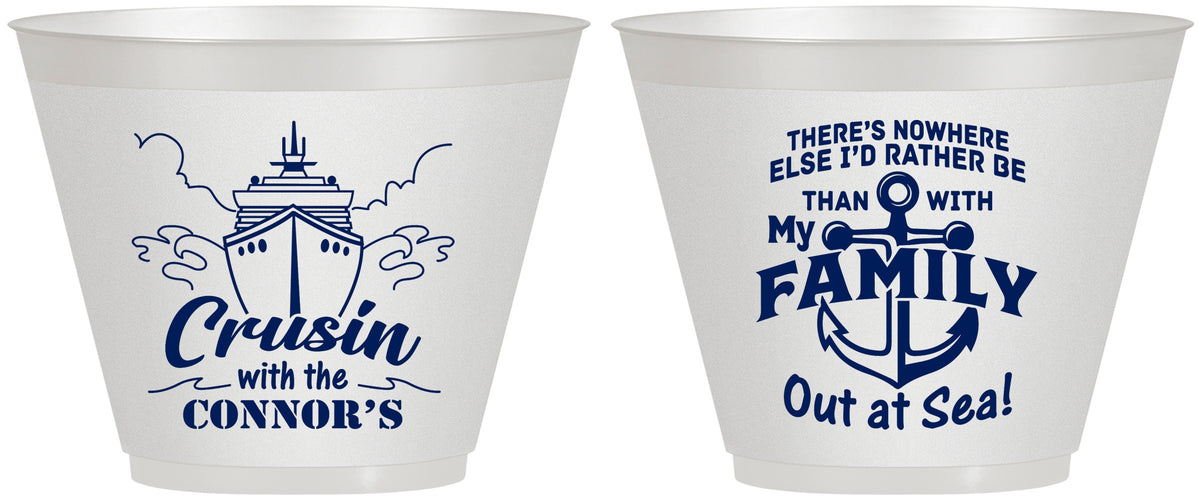 Custom Family Vacation 9 oz Wine Frosted Cups - Nautical Cruise | 180031