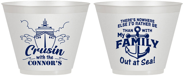 Custom Family Vacation 9 oz Wine Frosted Cups - Nautical Cruise | 180031
