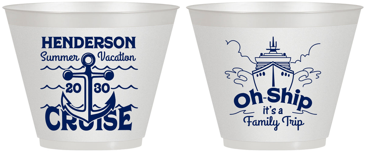 Custom Family Vacation 9 oz Wine Frosted Cups - Oh Ship Cruise | 180032