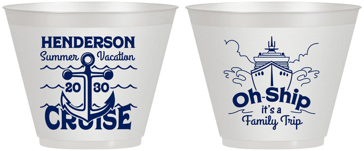 Custom Family Vacation 9 oz Wine Frosted Cups - Oh Ship Cruise | 180032