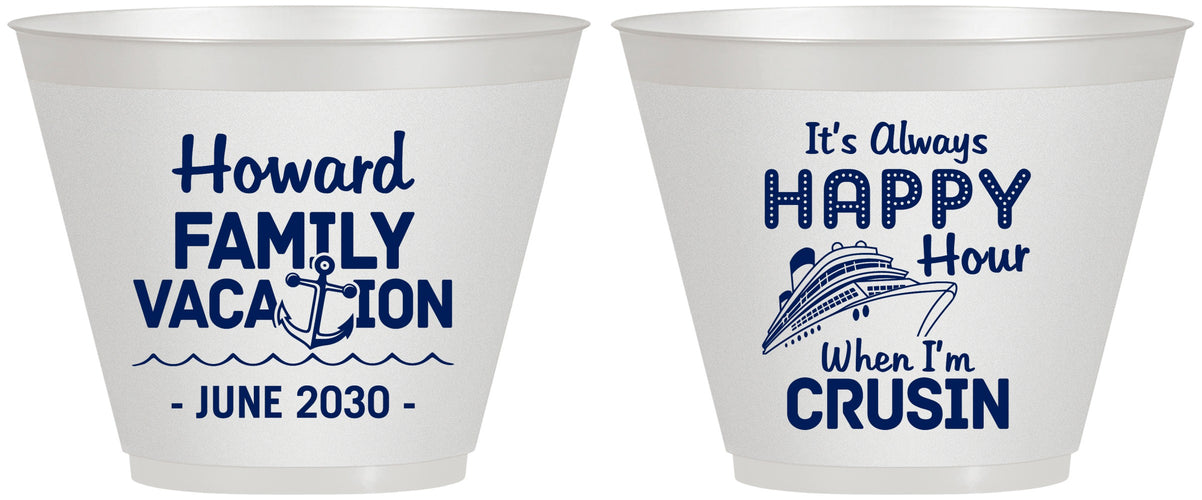 Custom Family Vacation 9 oz Wine Frosted Cups - Crusin Cruise | 180033