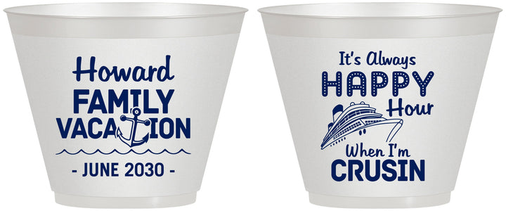 Custom Family Vacation 9 oz Wine Frosted Cups - Crusin Cruise | 180033