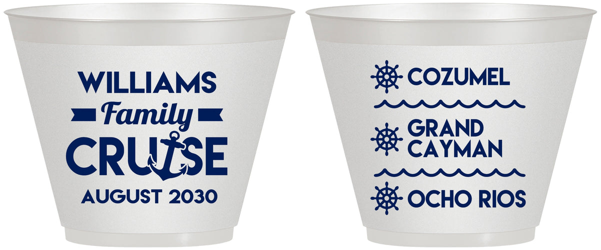 Custom Family Vacation 9 oz Wine Frosted Cups - Nautical Cruise | 180034