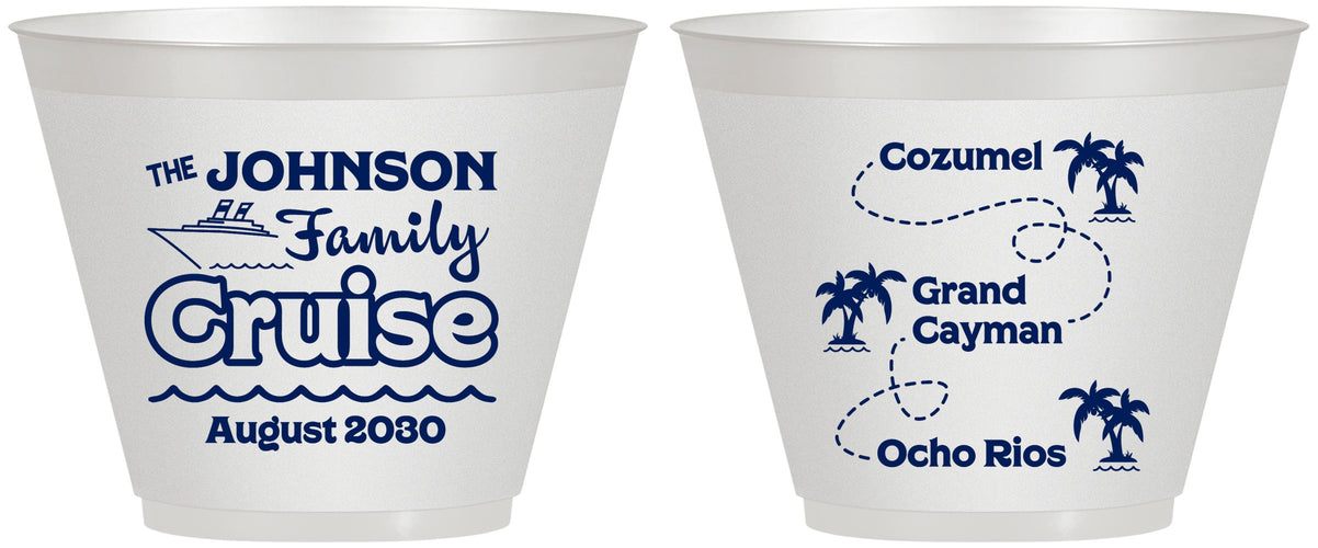 Custom Family Vacation 9 oz Wine Frosted Cups - Cruise Ship | 180035