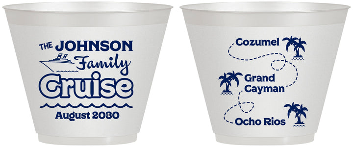 Custom Family Vacation 9 oz Wine Frosted Cups - Cruise Ship | 180035