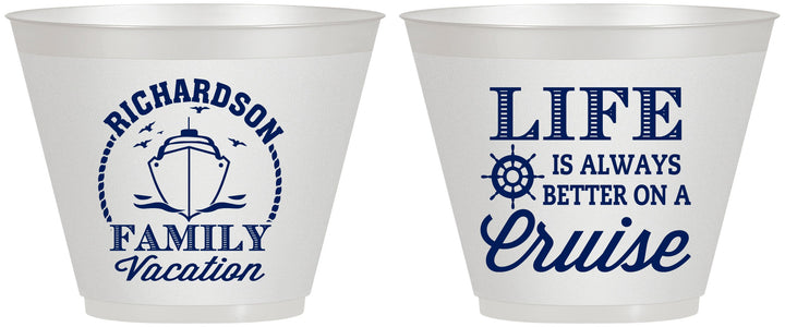 Custom Family Vacation 9 oz Wine Frosted Cups - Cruise Ship | 180036