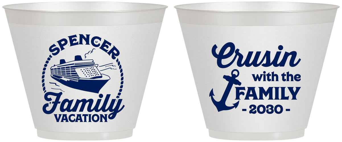 Custom Family Vacation 9 oz Wine Frosted Cups - Cruisin Ship | 180037