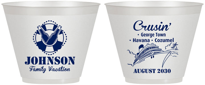 Custom Family Vacation 9 oz Wine Frosted Cups - Cruisin Ship | 180039