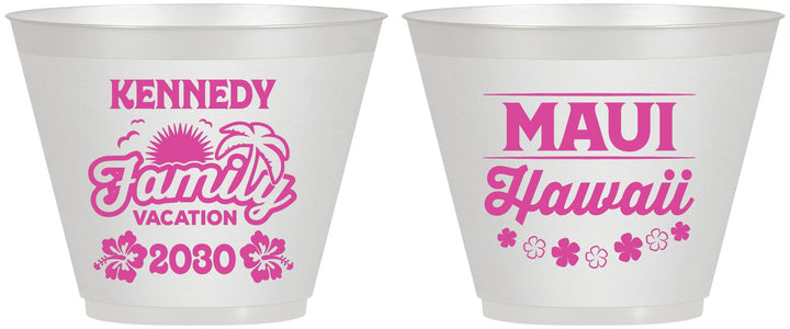 Custom Family Vacation 9 oz Wine Frosted Cups - Hawaii | 180040