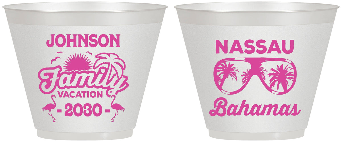 Custom Family Vacation 9 oz Wine Frosted Cups - Bahamas | 180041