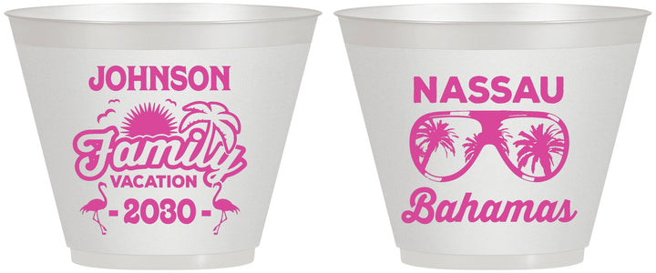 Custom Family Vacation 9 oz Wine Frosted Cups - Bahamas | 180041