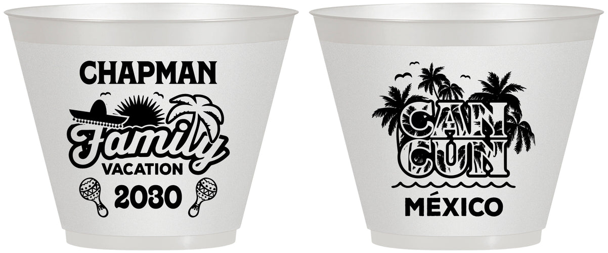 Custom Family Vacation 9 oz Wine Frosted Cups - Cancun | 180042