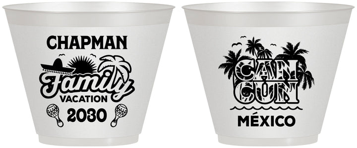 Custom Family Vacation 9 oz Wine Frosted Cups - Cancun | 180042