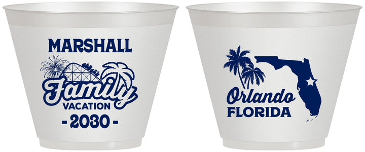 Custom Family Vacation 9 oz Wine Frosted Cups - Orlando | 180043