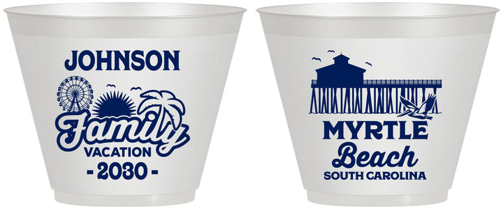 Custom Family Vacation 9 oz Wine Frosted Cups - Myrtle Beach | 180045