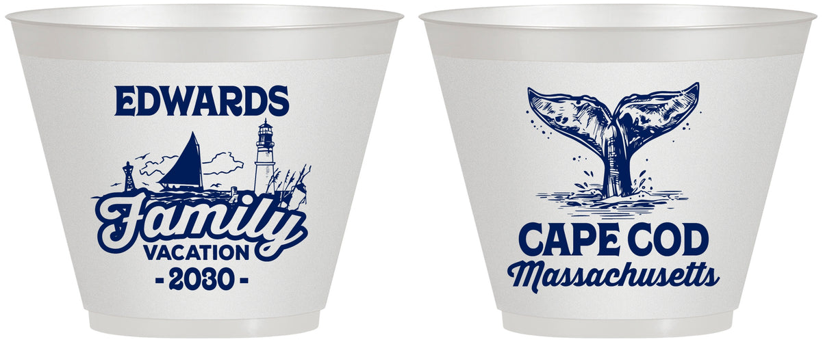 Custom Family Vacation 9 oz Wine Frosted Cups - Cape Cod | 180046