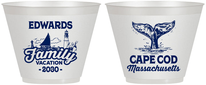 Custom Family Vacation 9 oz Wine Frosted Cups - Cape Cod | 180046