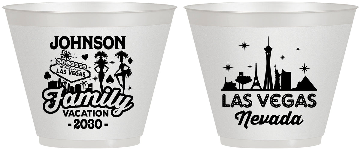 Custom Family Vacation 9 oz Wine Frosted Cups - Las Vegas | 180048