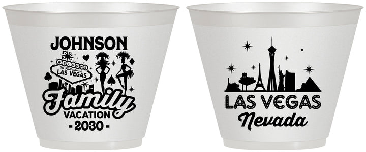 Custom Family Vacation 9 oz Wine Frosted Cups - Las Vegas | 180048