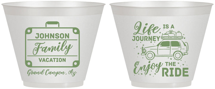 Custom Family Vacation 9 oz Wine Frosted Cups - Road Trip Car | 180051
