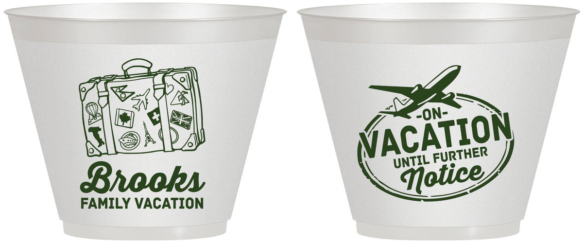 Custom Family Vacation 9 oz Wine Frosted Cups - Road Trip Plane | 180052