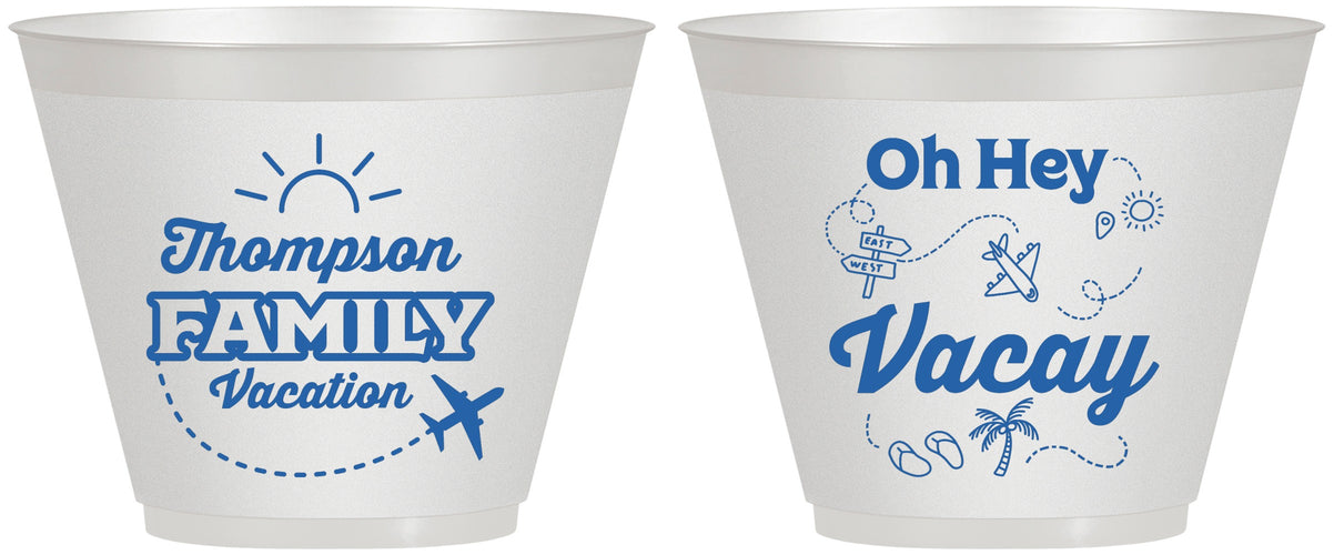 Custom Family Vacation 9 oz Wine Frosted Cups - Beach | 180056