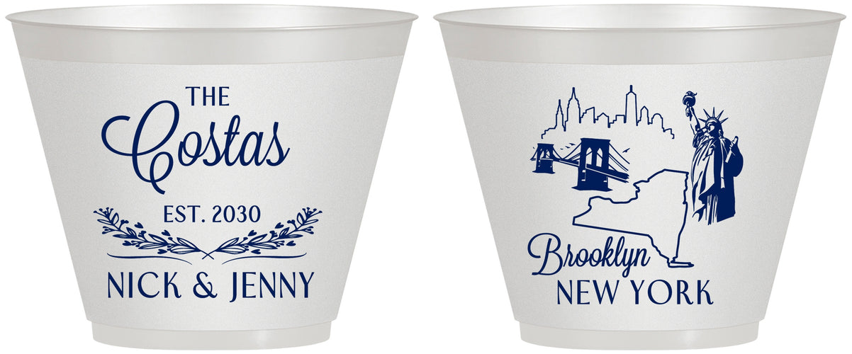 Custom Wedding 9 oz Wine Frosted Cups - New  York | 181