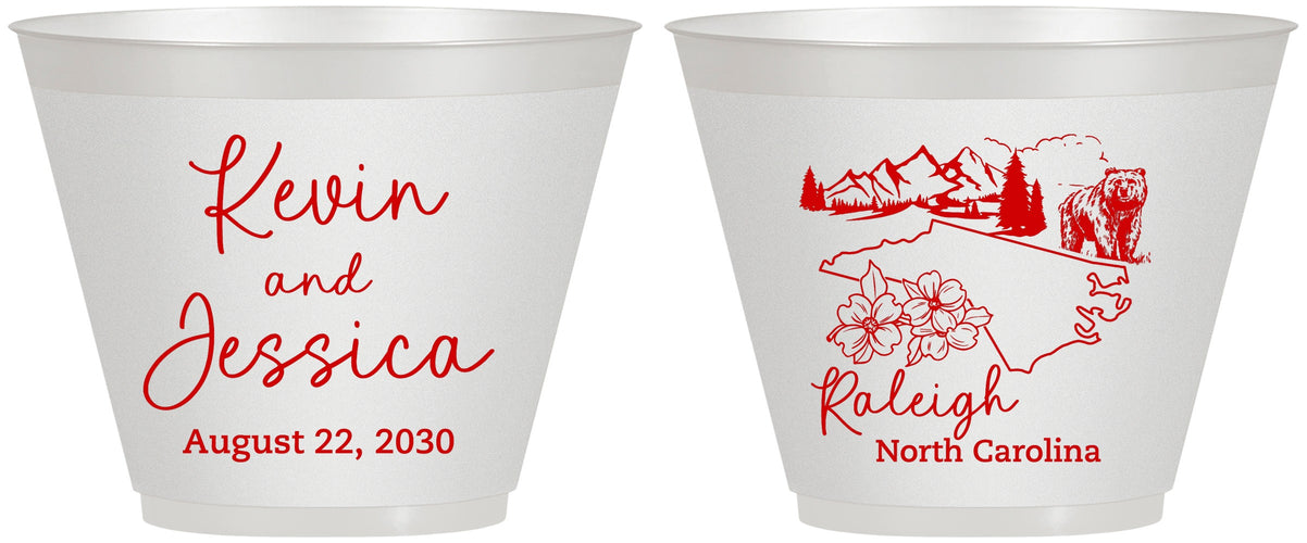 Custom Wedding 9 oz Wine Frosted Cups - North Carolina | 182