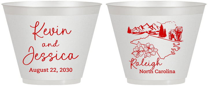 Custom Wedding 9 oz Wine Frosted Cups - North Carolina | 182