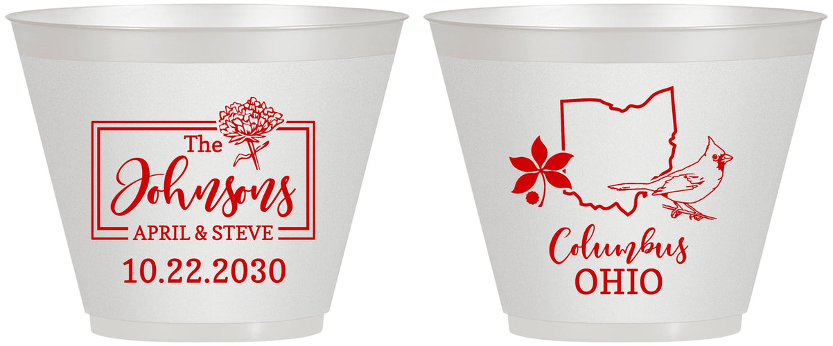 Custom Wedding 9 oz Wine Frosted Cups - Ohio | 184