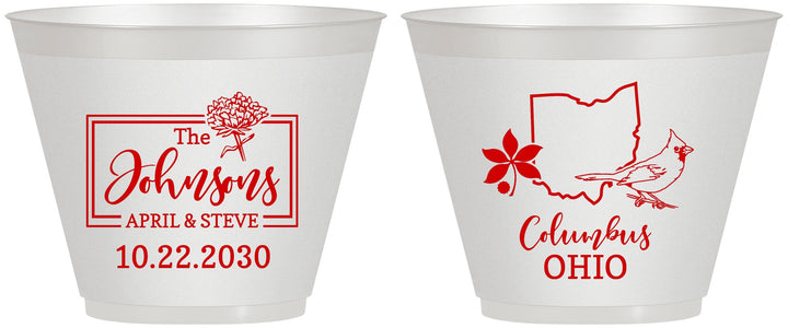 Custom Wedding 9 oz Wine Frosted Cups - Ohio | 184