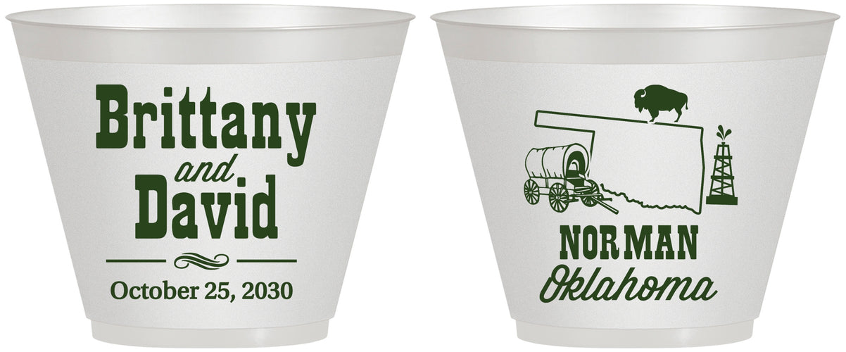 Custom Wedding 9 oz Wine Frosted Cups - Oklahoma | 185