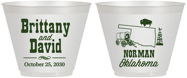 Custom Wedding 9 oz Wine Frosted Cups - Oklahoma | 185