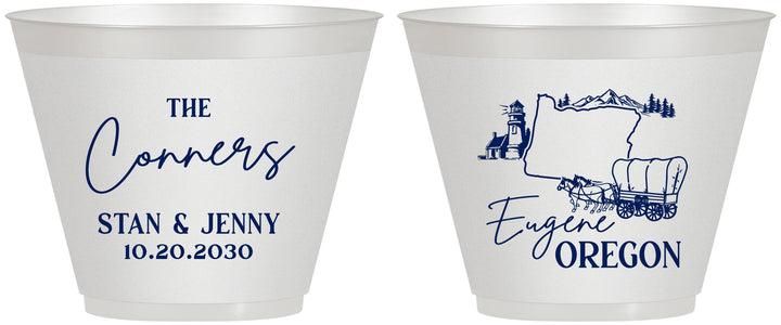 Custom Wedding 9 oz Wine Frosted Cups - Oregon | 186