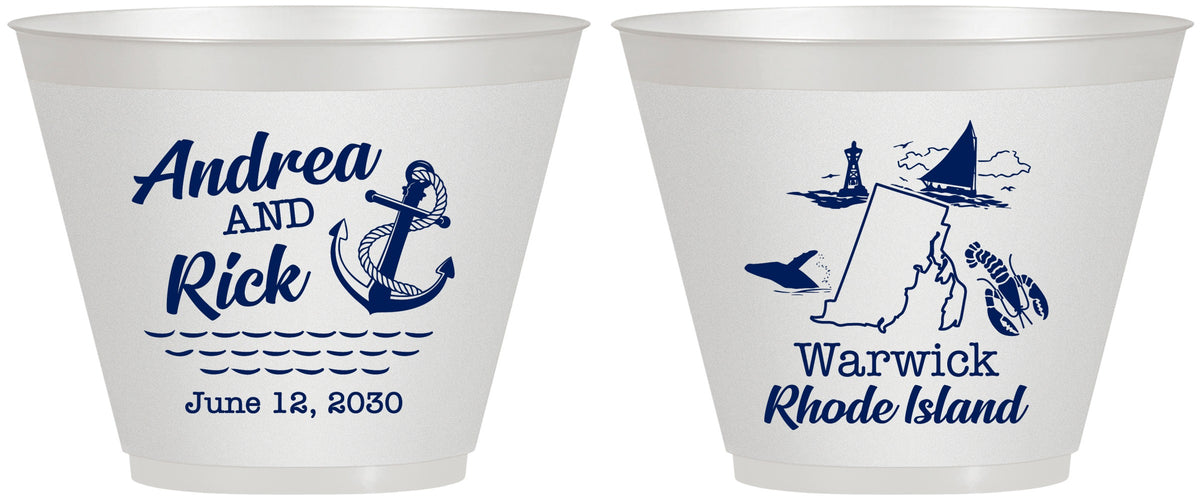 Custom Wedding 9 oz Wine Frosted Cups - Rhode Island | 188
