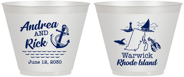 Custom Wedding 9 oz Wine Frosted Cups - Rhode Island | 188